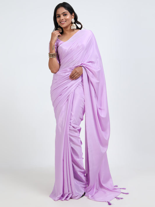 Bubblegum Pink silk saree with matching unstitched blouse