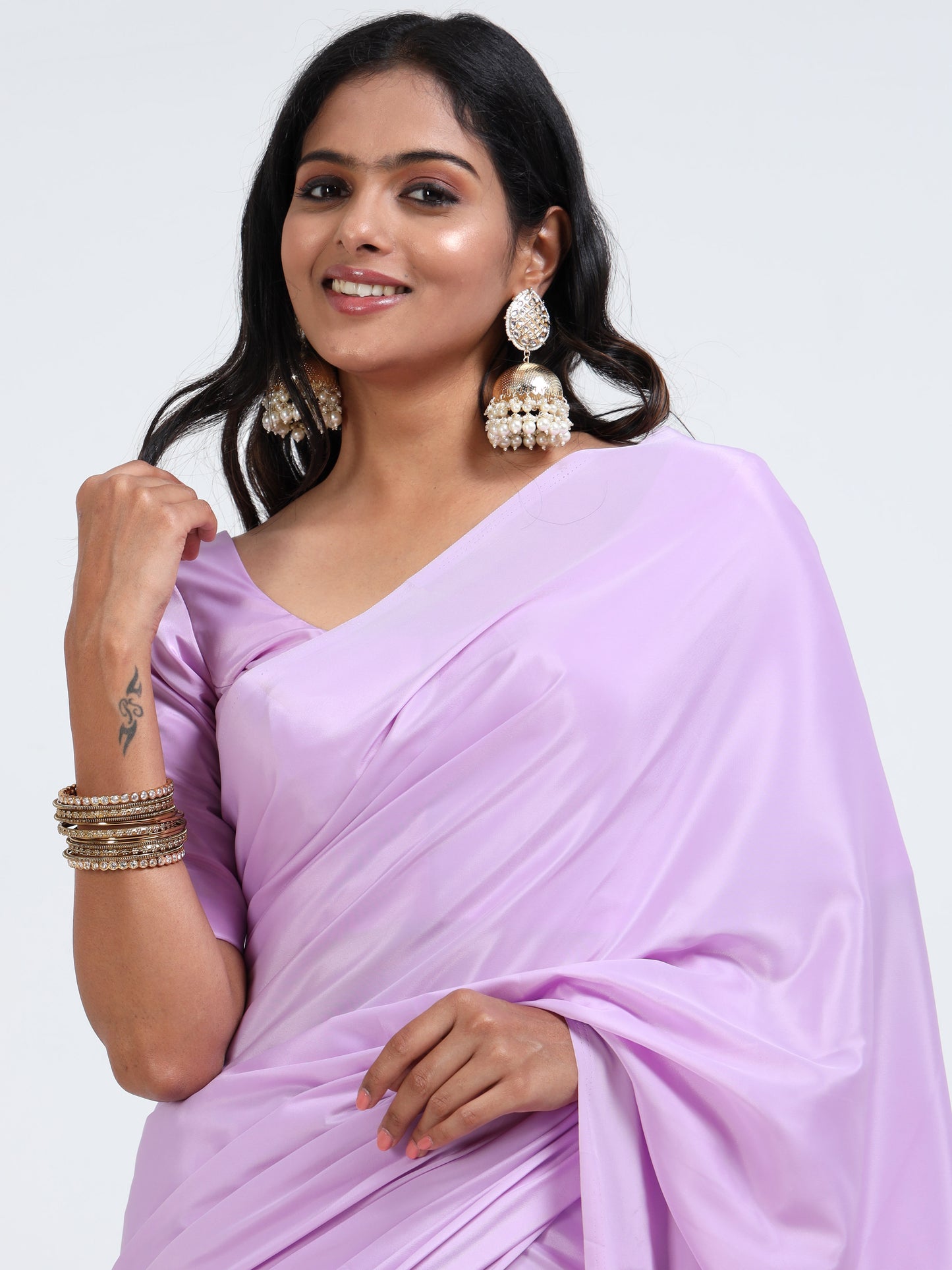 Bubblegum Pink silk saree with matching unstitched blouse