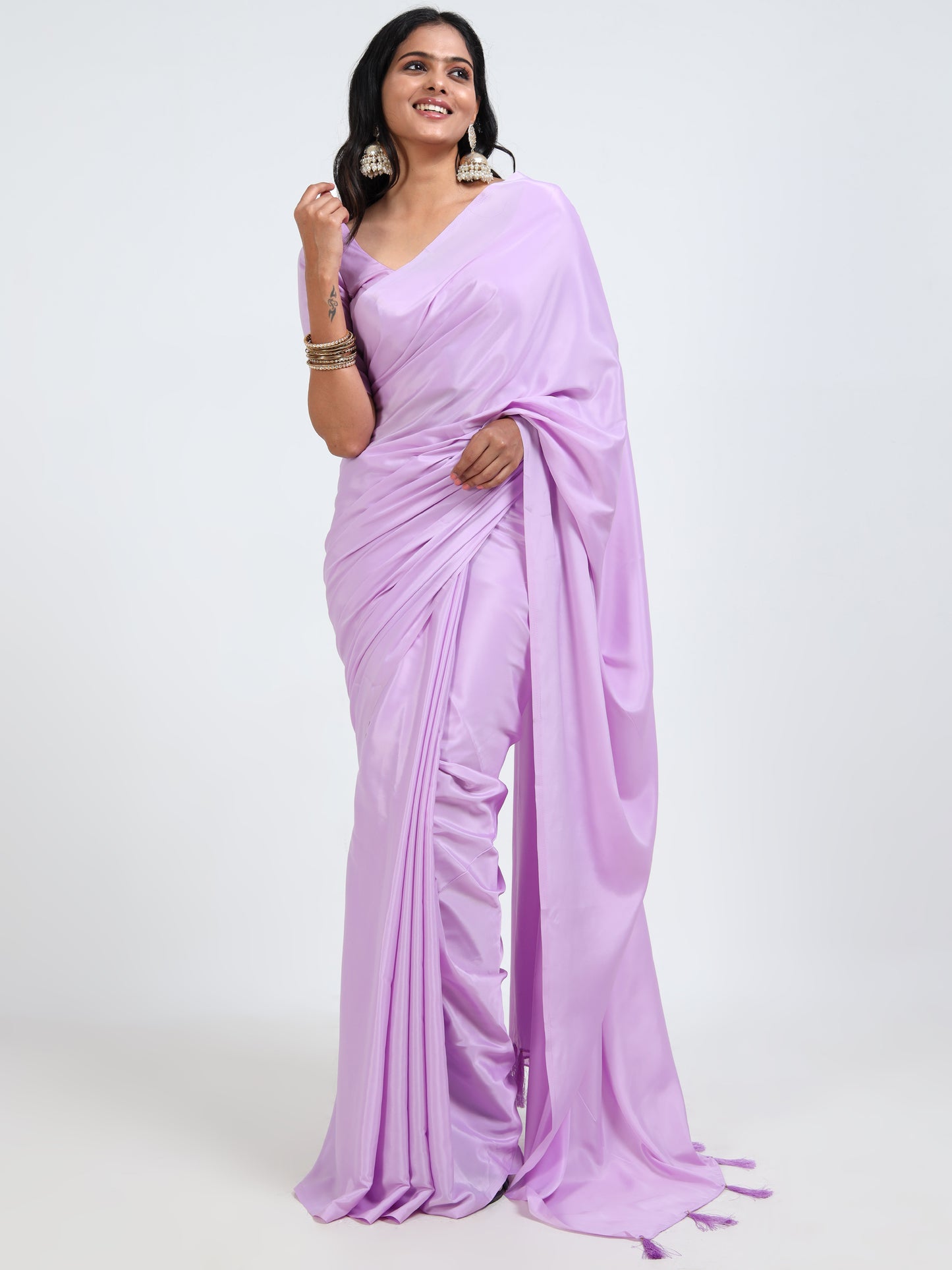 Bubblegum Pink silk saree with matching unstitched blouse