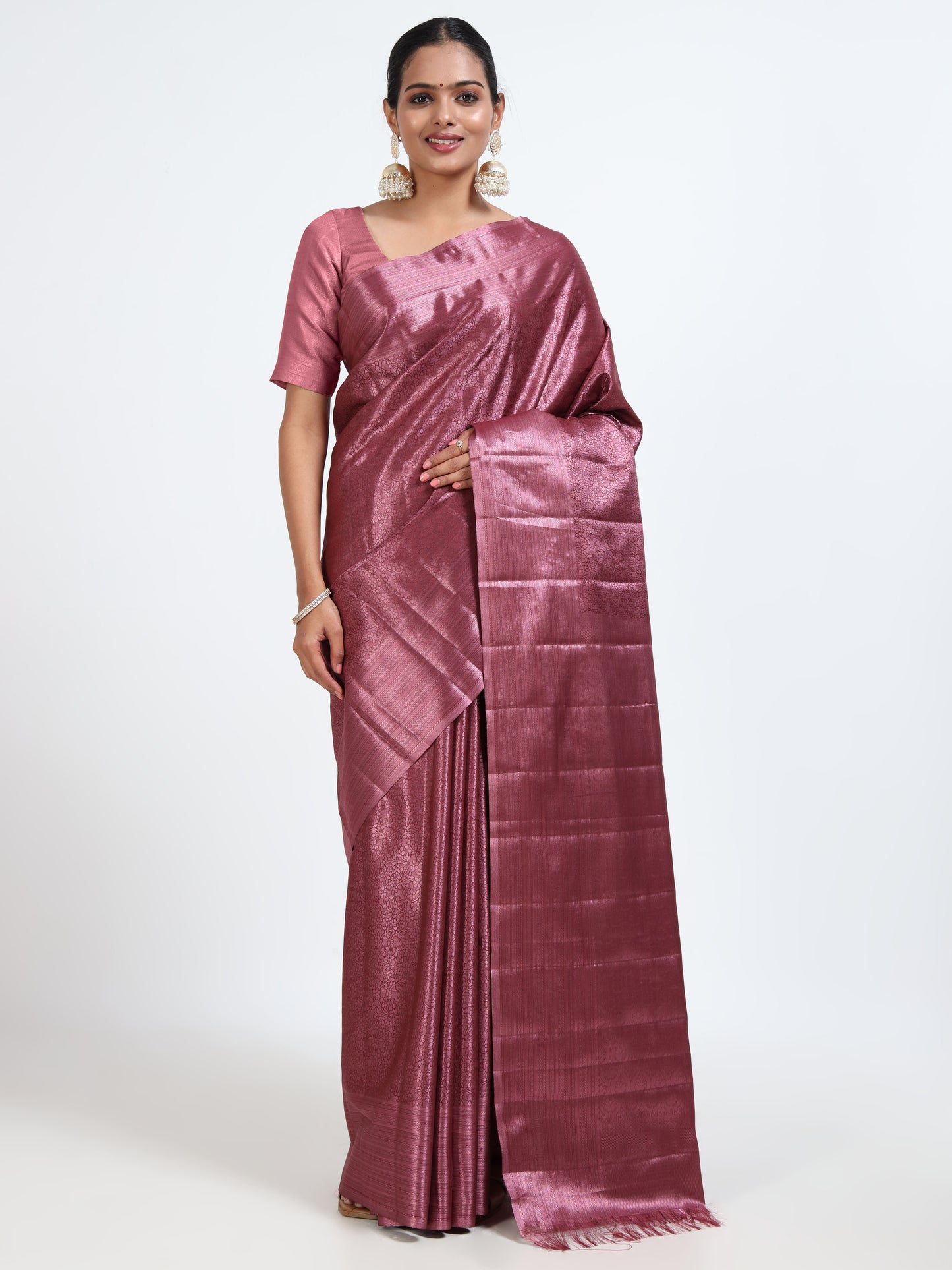 Somky Topaz silk saree with matching unstitched blouse