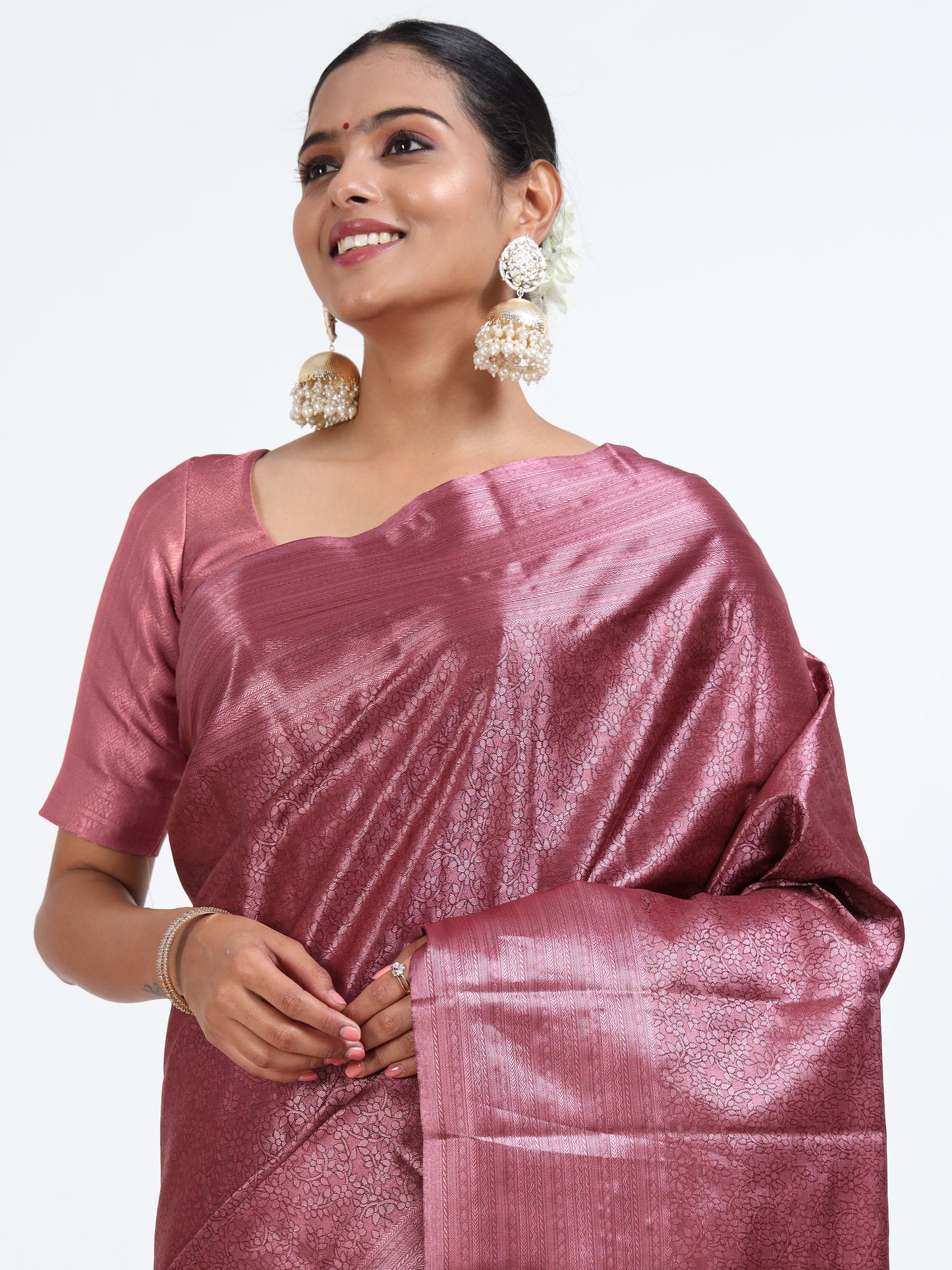 Somky Topaz silk saree with matching unstitched blouse