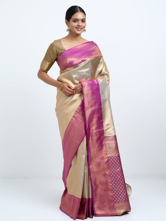 Rodeo Dust silk saree with matching unstitched blouse