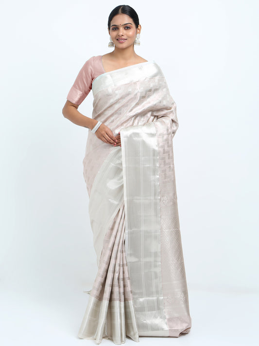 Moon Mist silk saree with matching unstitched blouse