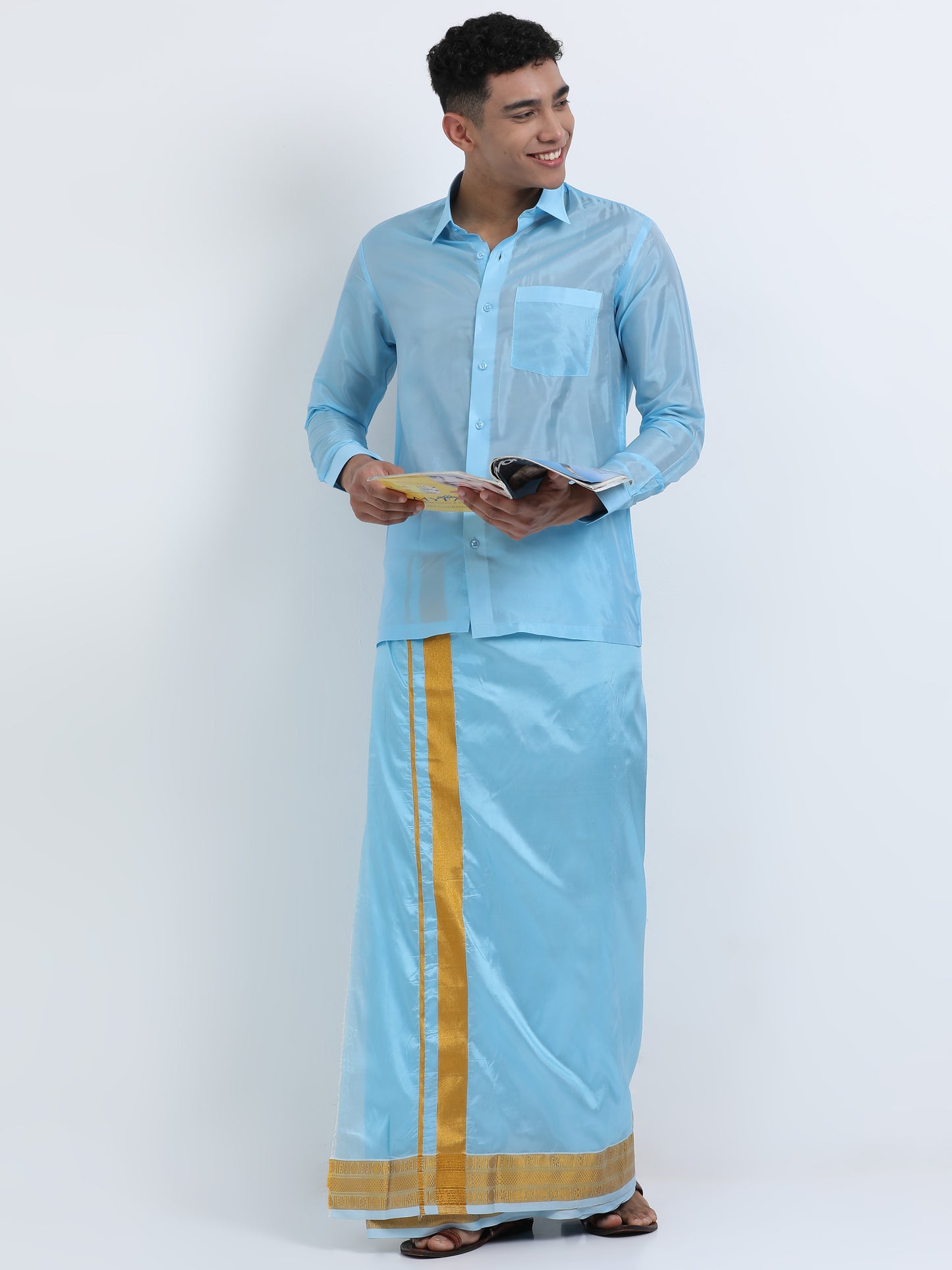 Blue Men Dhoti Set