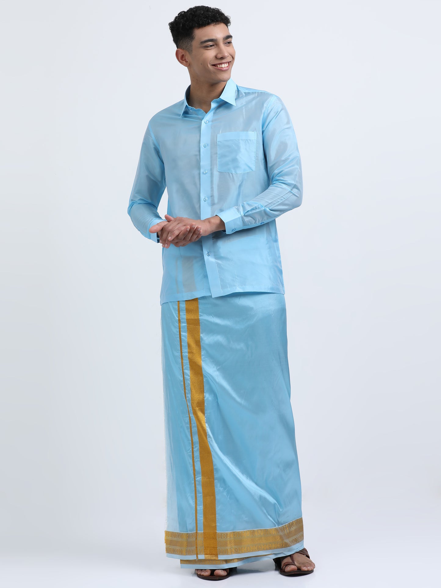 Blue Men Dhoti Set