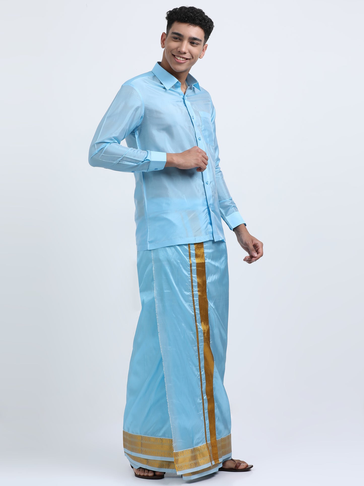 Blue Men Dhoti Set