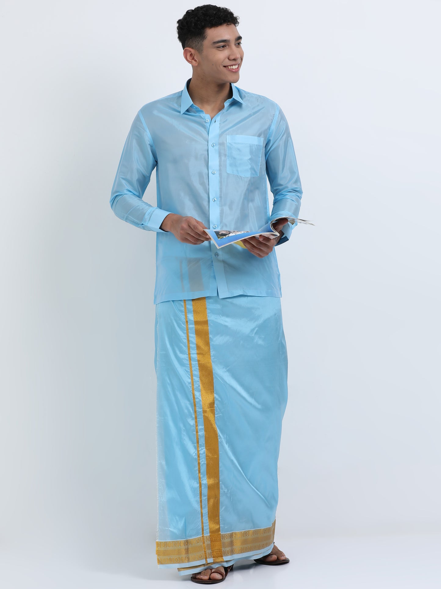 Blue Men Dhoti Set