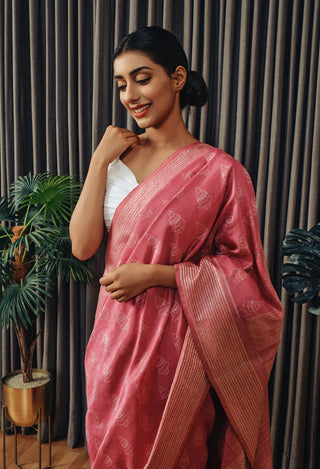 Whispering Bells Silk Saree Pink